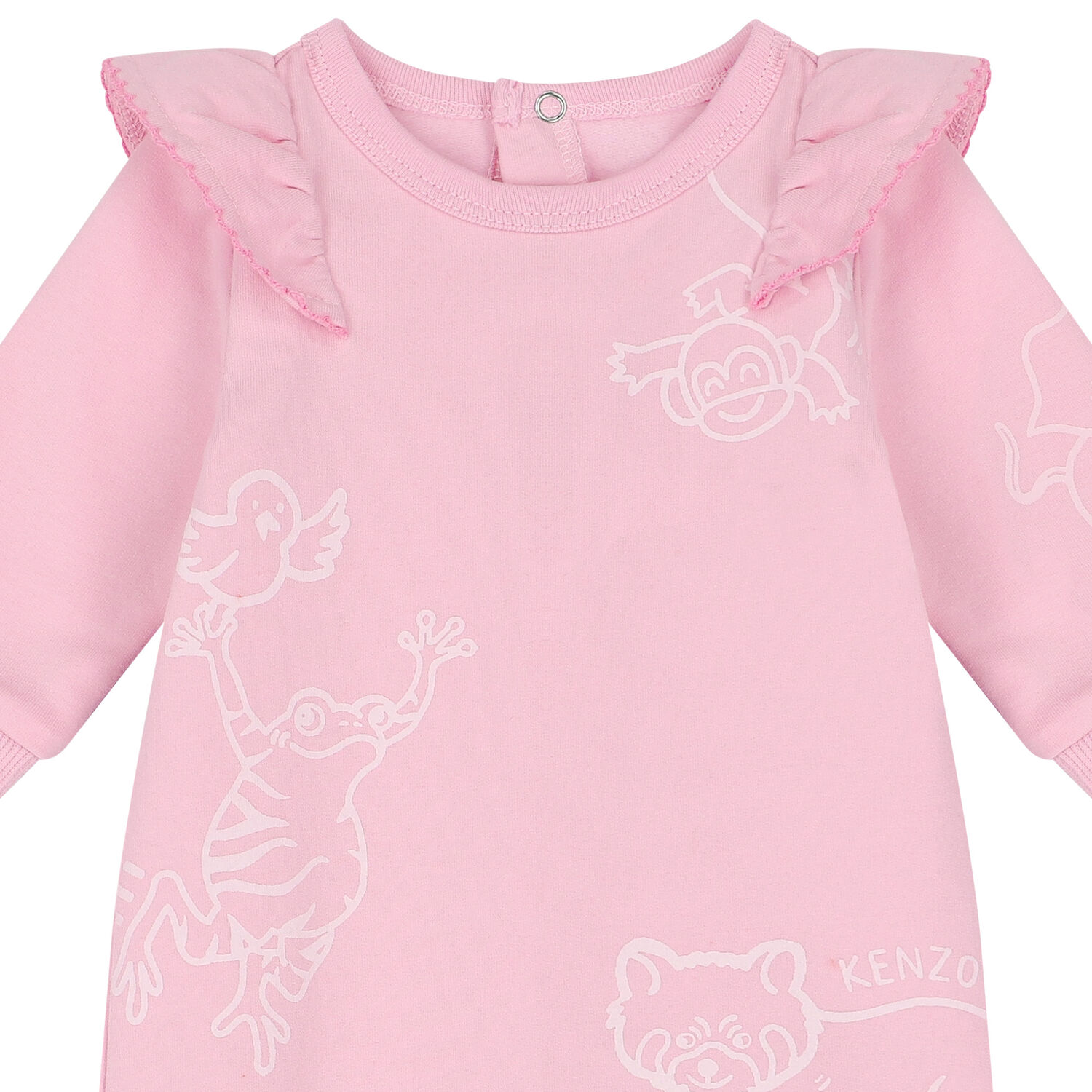 Baby Girls Pink Logo Romper, 1, hi-res